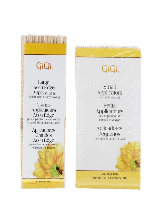 GiGi Wax Sticks for Hair Removal - Small & Large Accu Edge Wax Applicator Sticks, Wooden Waxing Stick for Eyebrows and Body, 100 ct, Pack of 2 - Image 1